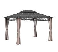 Tonnelle de jardin Outsunny Aluminium 360x300x278cm Noir, Gris Foncé, Kaki