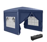 Outsunny Tonnelle de Jardin extérieure Tente de réception Barnum Pop-up Pliant 3 x 3 m 4 parois Amovibles + Sac de Transport Bleu