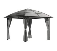 Outsunny Tonnelle de jardin 3x3 m - structure alu, toit polycarbonate imperméable UV60+, gris foncé
