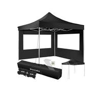 Tonnelle de jardin pliable 3 x 3 étanche avec 2 pièces latérales noir