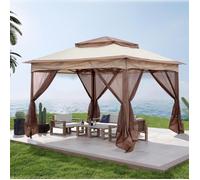 Tonnelle de Jardin Pliante - ALIGHTUP - 3.3 x 3.3M - Double toit hydrofuge - Sac Portable