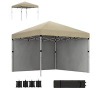 Outsunny Tonnelle de Jardin Pop-up Pliant Barnum réglable en Hauteur Protection UV 30+ 2 parois latérales - Sac de Transport Inclus - pour fête, événement Plein air - 297 x 297 x 288 cm Beige