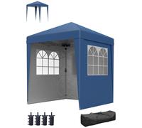 Tonnelle De Jardin Pliante Pop-Up Réglable Anti-Uv 30+ 4 Sacs Lestage Sac De Transport Bleu