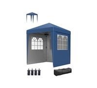 Outsunny Tonnelle de jardin pliante pop-up 2 x 2 m tente de réception hauteur réglable 3 niveaux Anti-UV 30+ 3 parois latérales avec 4 sacs de sable et 1 sac de transport tissu Oxford acier bleu foncé