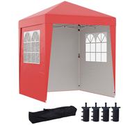 Tonnelle De Jardin Pliante Pop-Up Réglable Anti-Uv 30+ 4 Sacs Lestage Sac De Transport Rouge