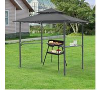 Tonnelle de Barbecue Auvent de Réception pour Jardin Tente avec Comptoir Belvédère Robuste Extérieur Acier Laqué Polyester 250 x 241 x 151 cm Anthracite Gris Foncé