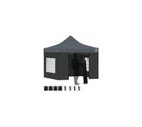 Tonnelle de jardin renforcée 3x3m pliable avec 4 parois et sac de transport a roulette gris