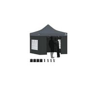 Tonnelle de jardin renforcée 3x3m pliable avec 4 parois et sac de transport a roulette gris