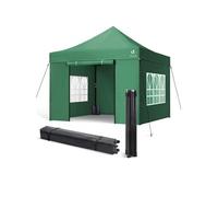 VOUNOT Tonnelle de jardin renforcée 3x3m pliable avec 4 parois et sac de transport a roulette verte