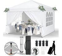 Tonnelle de jardin,Tente de Réception Chapiteau-3x3m，avec 4 sacs de lestage，Barnum Pliant，Tente pour Jardin,Blanc