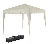 Tonnelle de Jardin Tente Pliante Auvent Pliable Imperméable Protection du Soleil UV 50+ Sac de Transport Inclus Facile à Installer Hauteur Réglable 3x3m (Beige)