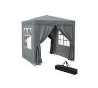 Tonnelle de jardin tente pliante barnum pop-up 2 x 2 m 4 parois latérales amovibles 2 fenêtres sac de transport gris