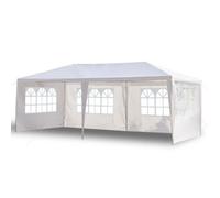Tonnelle de Jardin Tente Réception Pavillon Aluminium, 3x6m avec 4 Parois Latérales pour Jardin,Fête Blanc
