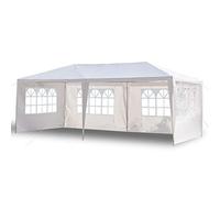Tonnelle de Jardin Tonnelle Pliante Imperméable Tente de Reception 3X6m avec 4 Parois aux UV Pavillon Blanc Bâche PE Epaisse de env pour Fête Marriage Les Activités Commerciales
