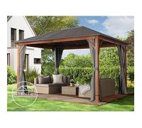 Tonnelle de jardin TOOLPORT Forest Superior 3x4m - Gris - Imitation chêne - Autoportante