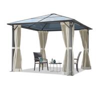 Tonnelle de jardin - TOOLPORT - Moonlight Deluxe - 3x3 m - Panneaux polycarbonate - Moustiquaires incluses