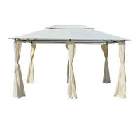 Tonnelle de jardin - UU - avec rideaux 4 x 3 m Blanc A1