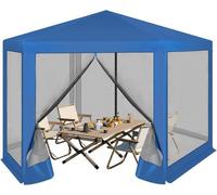Tonnelle de Jardin - WOLTU - Hexagone - Pergola Jardin - Moustiquaire respirante - Bleu - 3,8x3,3m