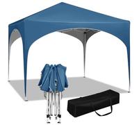 WOLTU Tonnelle de Jardin Pliable et Imperméable avec Pieds Réglables, Pavillon Pop-Up avec Toit en Demi-Cercle, pour Marché en Plein Air, 3x3m Bleu