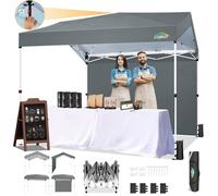 Tonnelle de pop-up de 3 x 3 m avec 1 paroi latérale, Abri de Voiture Portable avec 1 Paroi Latérale, Imperméable, UPF 50+, Gris