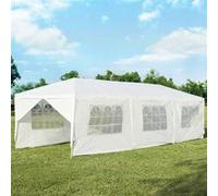 Tonnelle - barnum Giantex tonnelle de réception blanc 3x9m inclut 6 murs amovibles avec fenêtre sur côté pour fête, barbecue, mariage