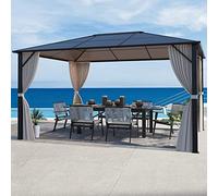Tonnelle d'extérieur en polycarbonate avec cadre et filet en aluminium - Abri de jardin avec rideaux pour terrasse et terrasse - Durable et résistant aux intempéries - 25,4 x 33 cm