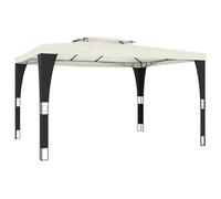 Tonnelle double toit 3,98x2,98 m acier crème | Cadre en acier traité, toit en polyester durable, résistant à l'eau et aux UV, deux couches de ventilation