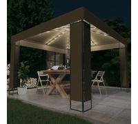 Tonnelle Double Toit et Lumières LED 3x3 m Anthracite Belvédère Jardin vidaXL