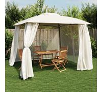 Tonnelle double toit et parois en filet crème 3,93x2,93 m acier vidaXL
