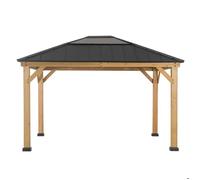 Tonnelle en cèdre BRURI en anthracite - 336cm x 394cm