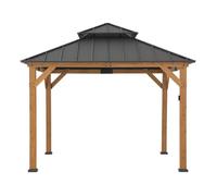 Tonnelle en cèdre KAPS avec panneau solaire - 330 cm x 330 cm, anthracite