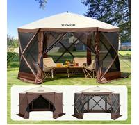 VEVOR Tonnelle Pop-up Tente moustiquaire 6 côtés – Abri soleil 3,81×3,81 m Marron