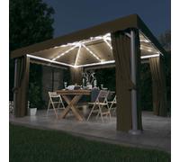 Tonnelle et Rideau et Guirlande Lumineuse à LED 4x3m Blanc Crème Jardin vidaXL