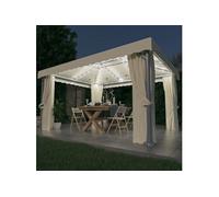 Tonnelle et rideau et guirlande lumineuse LED 4x3 m Blanc crème