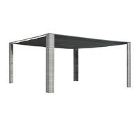 vidaXL Tonnelle avec toit Belvédère – Résine tressée 400x400x200 cm Gris/Anthracite
