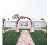 Tonnelle imperméable de jardin-à sept côtés-3 x 9 m-Blanc