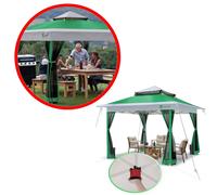 Tonnelle Jardin 3,6x3,6m Pliable Pop Up Moustiquaire Vert Barnum