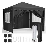 Tonnelle Jardin Pliable 3x3, Tonnelle Pliante avec Oxford, Tente Jardin Pliable, Imperméable, Tente avec 4 PCS Sacs de Sable, Pavillon de Jardin, Protection UV 50+, pour Le Camping Noir