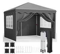 Tonnelle Jardin Pliable 3x3, Tonnelle Pliante avec Oxford, Tente Pliable, Imperméable, Tente avec 4 PCS Sacs de Sable, Pavillon de Jardin, Protection UV 50+, pour Le Camping Gris