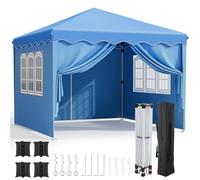 Tonnelle Jardin Pliable 3x3, Tonnelle Pliante avec Oxford, Tente Pliable, Imperméable, Tente avec 4 PCS Sacs de Sable, Pavillon de Jardin, Protection UV 50+, pour Le Camping Bleu