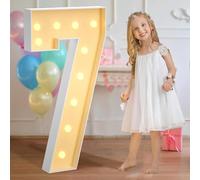 Tonnelle lumineuse numéro 7, lumière chaude, lumière LED décorative blanc chaud, lot de planches de mousse prédécoupées pour mariage, Saint-Valentin, anniversaire, 120 cm - 4 pieds