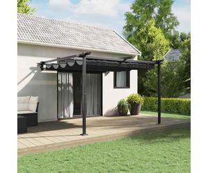Tonnelle murale en acier anthracite, toit rétractable, résistant aux UV, imperméable, 3 x 3 m, pour jardin, terrasse, auvent, protection solaire robuste pour l'extérieur