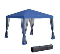 Tonnelle Barnum Pliant Style Colonial 2,95l X 2,95l X 2,6h M 4 Moustiquaires + Sac De Transport Bleu