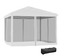 Tonnelle - Outsunny - pop-up - pliant - style colonial - 3 x 3 m - 4 moustiquaires + sac de transport - crème