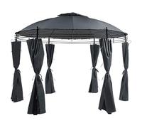 Tonnelle Pavillon de Jardin Rond Gris Foncé avec Rideaux Pratiques et Structure en Acier Look Elégant pour Extérieur Moderne Beliani