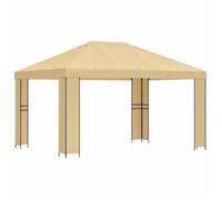 Tonnelle - Pavillon - vidaXL - polyester et acier 190 g/m² - crème - 4 x 3 m - trous de drainage - résistant à l'eau 2699304