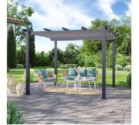 Tonnelle/Pergola aluminium 3x3m toile coulissante rétractable - Gris Anthracite - Hero