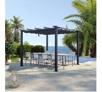 Tonnelle/Pergola aluminium 3x3m toile coulissante rétractable - Gris - OHIO