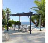 Tonnelle/Pergola aluminium 3x4m toile coulissante rétractable - Gris - OHIO XL
