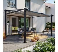 Pergola murale alu LISBOA 3x4m toile coulissante rétractable - Gris Avril Paris